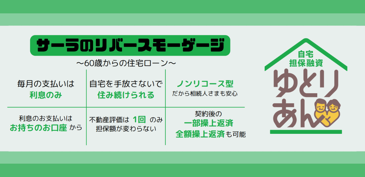 サーラのリバースモゲージ 自宅担保融資ゆとりあん
